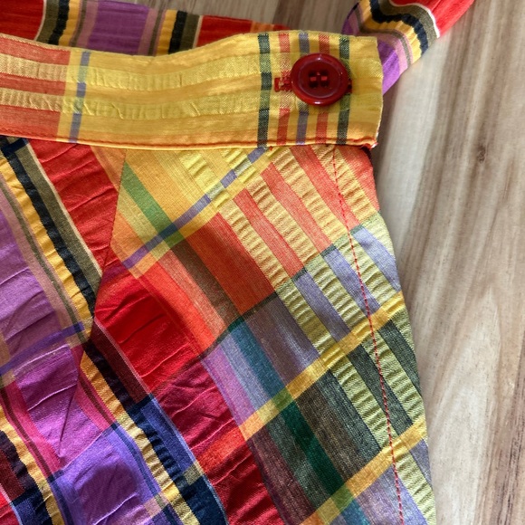 VINTAGE seer sucker maxi skirt Lord & Taylor Fifth Avenue plaid size 8 - Picture 4 of 13
